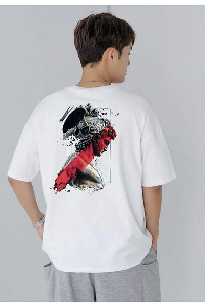 DEEPSENCE Unisex Oversize T-shirt Apollo Back Print Λευκό