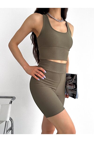 QUTTA Жіночий комплект з легінсами Ottoman Biker і кроп-топом на бретельках