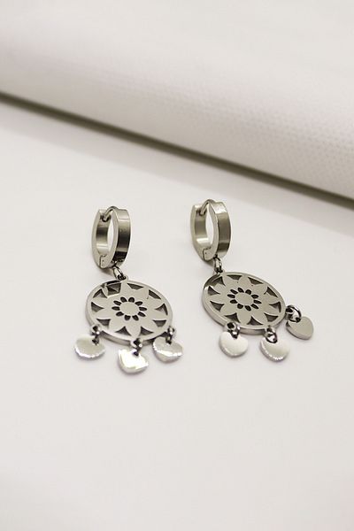 EUROMODA Specially Designed Gold and Silver Plated Steel Pendant Earrings