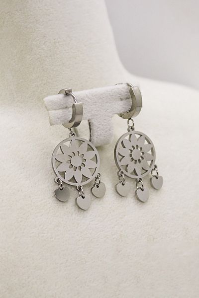 EUROMODA Specially Designed Gold and Silver Plated Steel Pendant Earrings