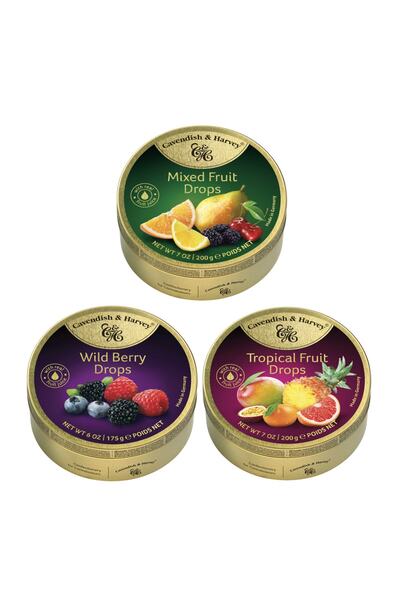 Cavendish & Harvey - 3 عبوات حلوى بنكهة التوت الأسود والمختلطة والفاكهة الاست...