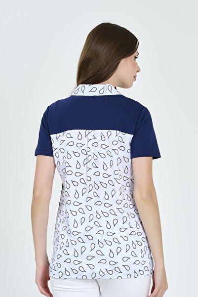 TOLGA SARAÇOĞLU 10449ΤΣ ΜΠΛΟΥΖΑ ΠΛΕΚΤΗ ΠΙΚΕ ΜΕ ΚΟΝΤΟ ΜΑΝΙΚΙΑ ΜΕ ΛΕΠΤΟΜΕΡΗ ΣΧΕΔΙΑΣΜΟ ΣΚΟΥΡΟ ΜΠΛΕ ΣΑΛΙ