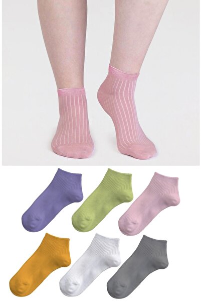 footmania 6 чифта дамски екстра меки пастелно оребрени чорапи (безшевни пръсти)