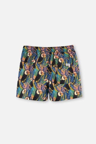 Dagi Schwarz-grüne Shorts mit Tukan-Muster