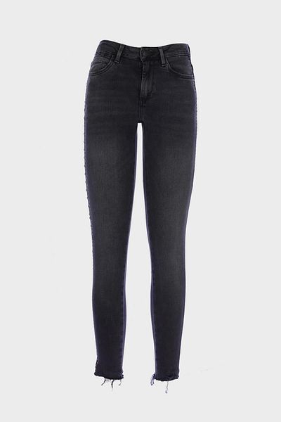 CROSS JEANS Naomi Anthracite Regular Waist Patty Zippered Jewelled Skinny Fit Jean Trousers C 4526-054