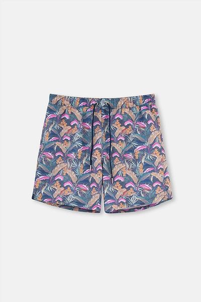 Dagi Geräuchert - Fuchsia Leaf Des. Mittlere Shorts