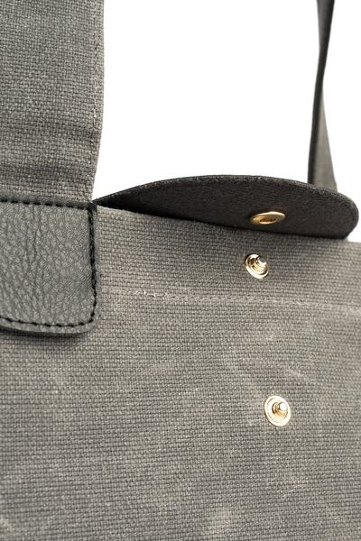 Üçler Çanta Medium Size Shoulder Bag Tote Bag with Waxed Canvas Effect