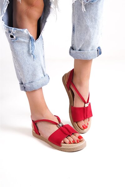 BAKGİY Red Suede Women's Sandals BG1010-123-0005