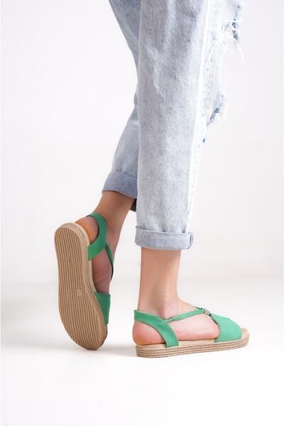 BAKGİY Green Suede Women's Sandals BG1010-123-0005