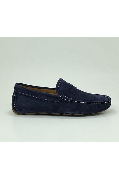 Clasica Genuine Leather Navy Blue Men's Loafer Shoes