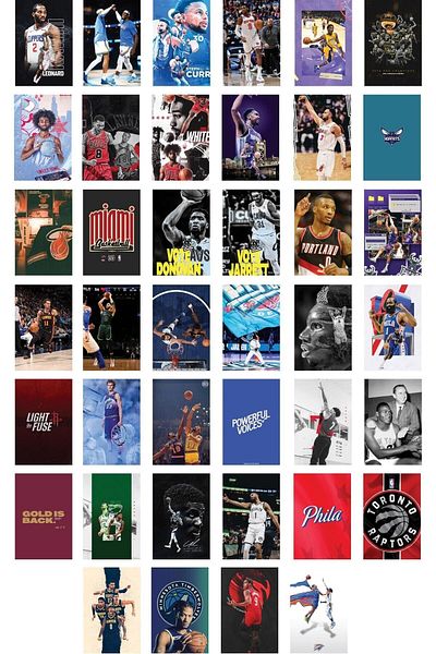 Postifull Σετ κολάζ και αφίσα NBA - Αθλητική αφίσα τοίχου με δώρο ταινίας - 40 τμχ 10*15cm