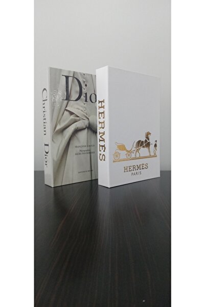 BayCazip 2'li Dekoratif Kitap Görünümlü Kutu Dior Gelinlik & Hermes Beyaz Yal...