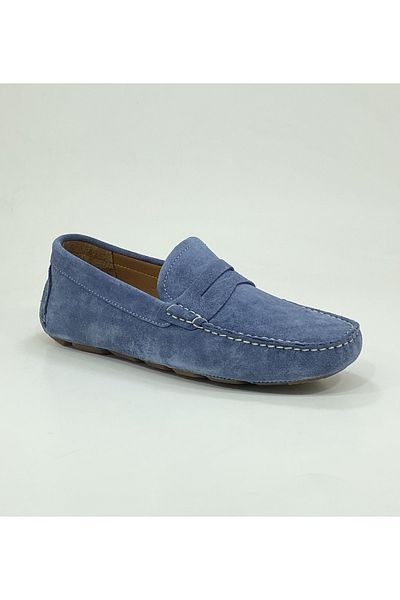 Clasica Pantofi de bărbați din piele naturală albastră