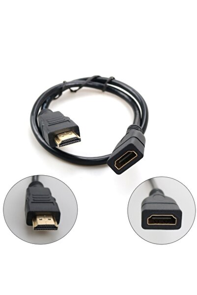 ATAELEKTRONİK 30cm Hdmı Dişi Erkek Ara Kablosu Hd Erkek Dişi Altın Uçlu Gold