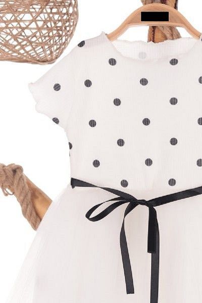 neocotton Πουά Λευκό Κοριτσίστικο Τούλι Φόρεμα για Γενέθλια και Ειδικές Περιστάσεις
