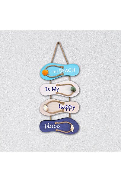 CajuArt Dekoratif Dörtlü Ahşap Sandalet Terlik Temalı Tablo Dekor