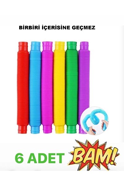 ümit toys Duyusal Eğitici Çocuk Oyuncak Pop Tubes 6 Adet Not. Büyük Boy