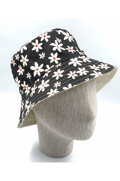 ZELİCE TASARIM Daisy / Beige Reversible Bucket Hat