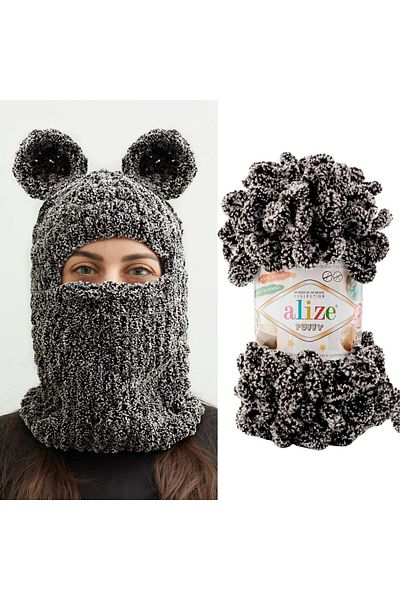 Alize 799 Model Puffy Hand Knitting Yarn - Πακέτο Panda 5 τεμαχίων
