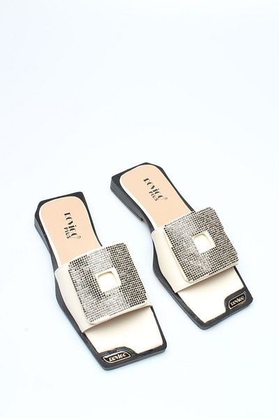 ROVIGO BEIGE SKIN STONE WOMEN'S SLIPPERS