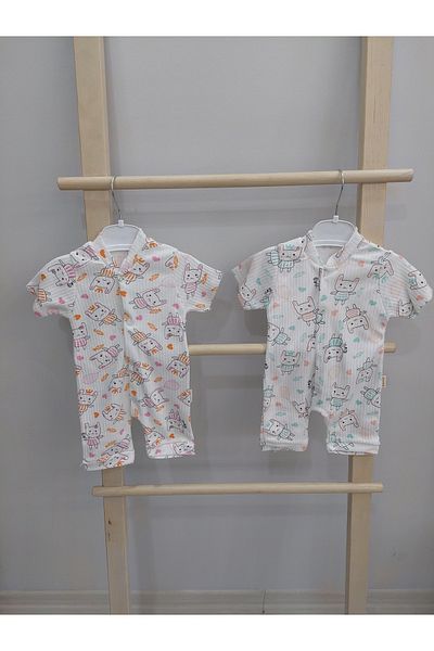İSSE TEKSTİL Baby Unisex Children's Jumpsuit with Snap Fasteners Front Opening