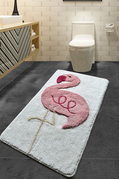 Chilai Home Ροζ Flamingo 60x100 cm Μοκέτα μπάνιου που πλένεται, αντιολισθητική βάση