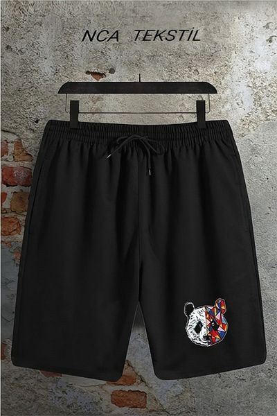 YOHO SPORT Panda Printed Original Unisex Σορτς Καλοκαιρινό Μαύρο