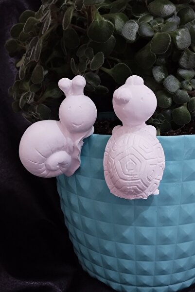 double Raw White Turtle and Snail Terrarium Object Potted Ornament