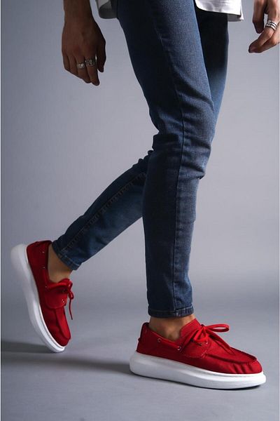 Joy Man J009 Lace-Up Orthopedic Sole Men's Daily Classic Linen Shoes BT Red