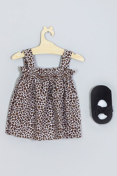 ADABEBEK Strappy Leopard Dress Ballerina Socks Set 007