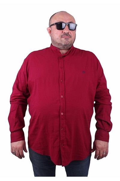 Starbattal Ανδρικό πουκάμισο μεγάλου μεγέθους Lycra Linen Judge Collar 11307 Claret Red