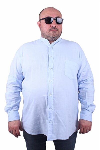 Starbattal Ανδρικό πουκάμισο μεγάλου μεγέθους από λικρά και λινό με γιακά και...