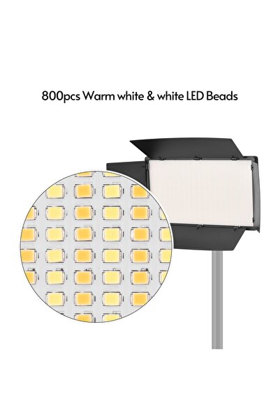 FototekFotograf 800 Led Pro Led-800 Video Işık Panelli Kamera Işığı Youtube Video Işık iki adet Batarya + 2M Ayak