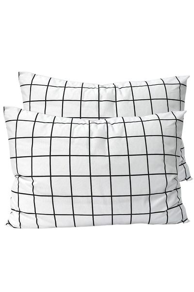 CARWEN TEKSTİL Ασπρόμαυρη καρό 2 τμχ Μαξιλαροθήκη Ranforce Cotton Standard 50x70