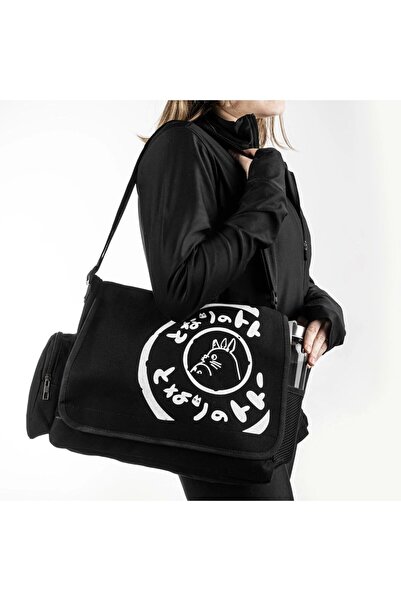 DÜKKAN DESİGN Geantă neagră unisex cu imprimeu Totoro