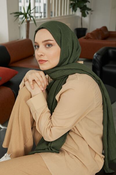 Yefrastore Kadın Tesettür Bambu Şal Zümrüt Yeşili