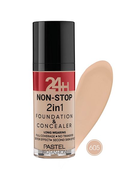 Pastel 24h Non-stop 2in1 Foundation & Concealer - Foundation & Concealer 605 Warm