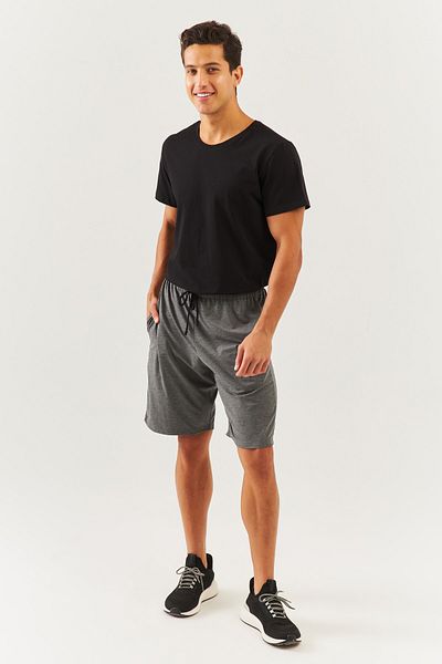 Butikgiz Smoked Comfortable 100% Cotton Combed Cotton Lace Up Short Trendy Men's Shorts with Pockets