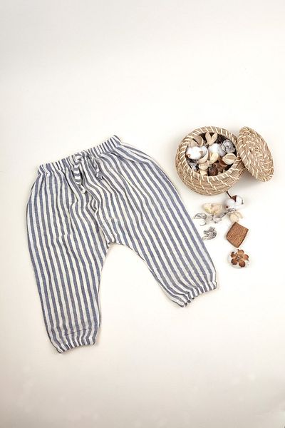 la mure baby 100% Organic Cotton Muslin Baby / Kids Pants OEKO-TEX certified summer striped pants