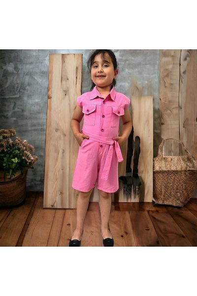 Esterella Girl's Jumpsuit with Shorts/Buttoned Pocket Detailed/Short Jumpsuit