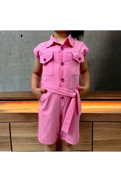 Esterella Girl's Jumpsuit with Shorts/Buttoned Pocket Detailed/Short Jumpsuit