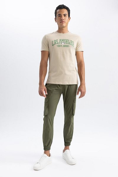 DeFacto Κοντομάνικο μπλουζάκι Slim Fit Crew με στάμπα A8314ax23sm
