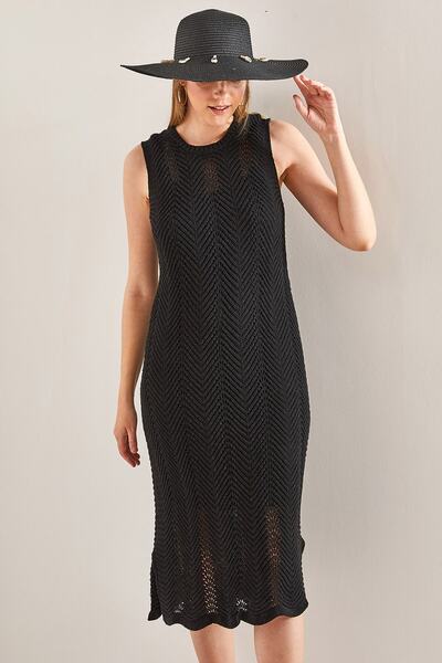 Bianco Lucci Gemustertes, gefüttertes Sommer-Strickkleid für Damen