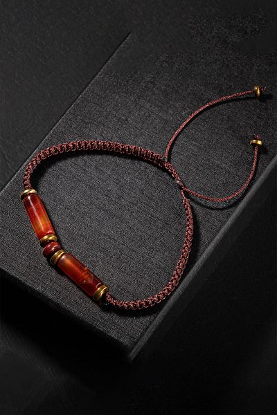 OSMANLI DOĞAL TAŞ CERTIFIED RED AGATE DRAGON JASPER HEMATITE NATURAL STONE MESH DESIGN BRACELET