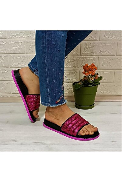 Calx Fuchsia Glitter Orthopedic Sole Stylish Daily Women's Slippers