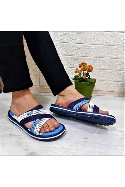 Calx 2834-2888 Blue Massage Sole Daily Pool Beach Men's Slippers