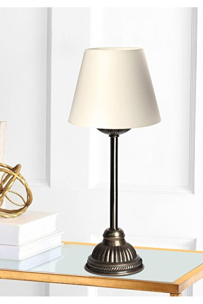 HOMİNG Homing Antique Finish Vintage Metal Lampshade Cream Fabric