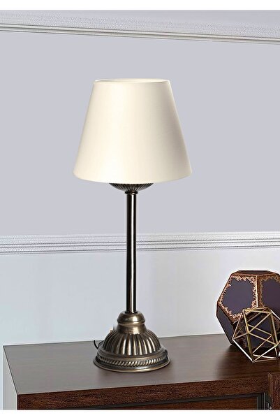 HOMİNG Homing Antique Finish Vintage Metal Lampshade Cream Fabric