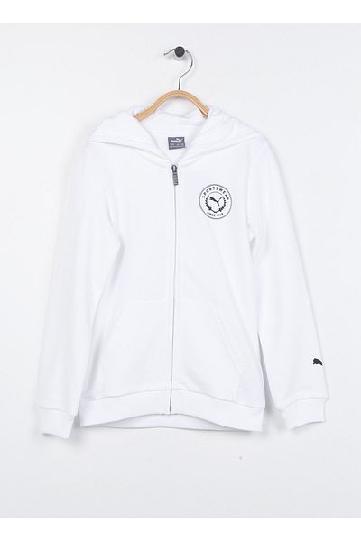 Puma Boy's White Sweatshirt - Fz Hoodie, Boy S, Tr - 67997002