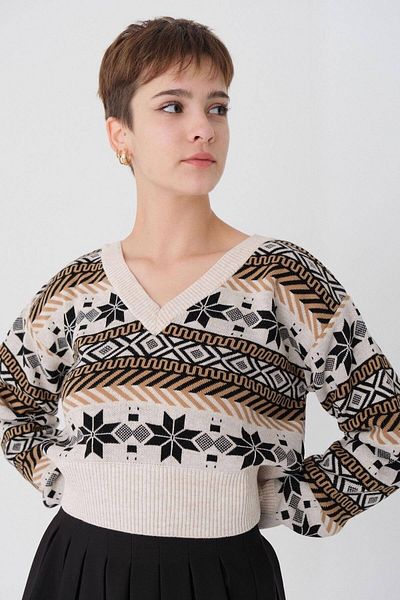 Addax Ethnic Patterned Sweater K3145-c3